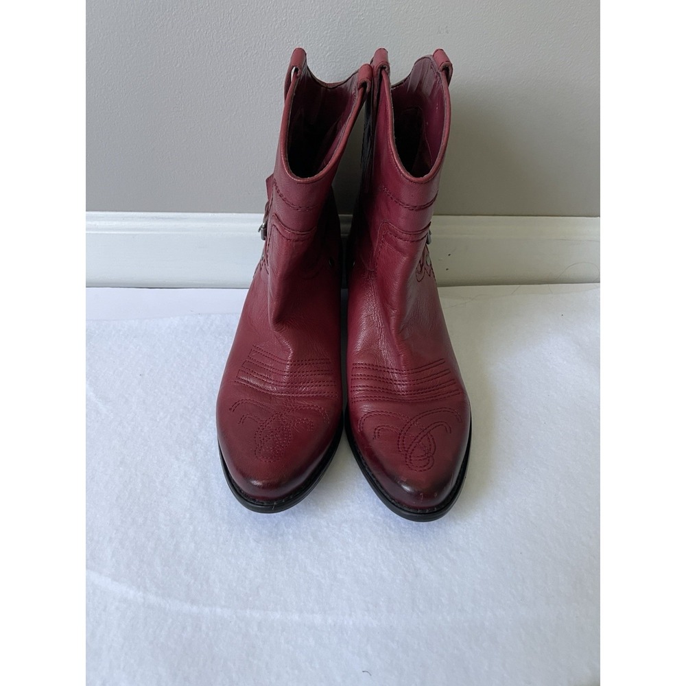 Franco Sarto Womens Waco Western Ankle Boots Size 7.5 Red Cowgirl Festival NWT